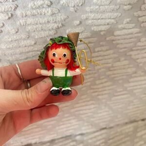 Raggedy ANN‎ Christmas wood Ornament Vintage 3" Figurine